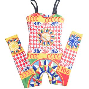Women Yoga Outfit Printed Yoga Suit Dance Belly Tightening Fitness Workout Set Stretch Bodysuit Gym Clothes Push Up Athletic Wear
