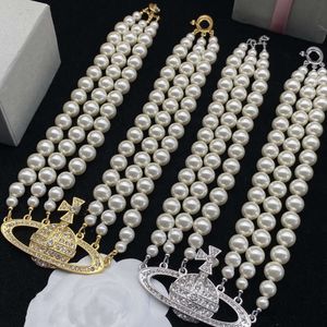 Naszyjniki wiszące projektant Vivian Chokers luksusowe kobiety biżuteria metalowy naszyjnik perłowy cjeeweler Westwood GHFGFGDGS-2XL544+
