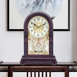 Table Clocks Old Style Feng Shui Clock Creative Living Room European Retro Desk Silent Chinese Desktop Swing