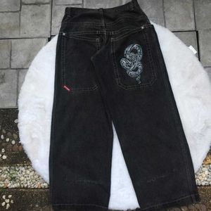 Women's Jeans Men's baggy jeans high street jnco crown pattern embroidered y2k clothing vintage worn harajuku high waist straight leg jeans T231118