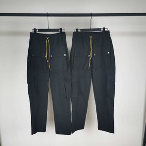 Abbigliamento firmato Pantaloni casual Rhude Tuta da lavoro multitasche Pantaloni con fibbia Coulisse Pantaloni casual larghi Pantaloni da moto Etichetta di moda In vendita