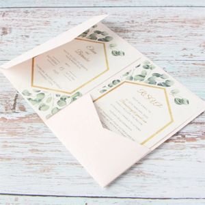 Greeting Cards Light Pink Invitation Card Laid Paper 250g Elegant Floral Wedding Bridal Shower Party Customized Printing Invite RSVP 50 Sets 231102