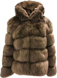 Winter Jacket Women Coat Luxury Faux Fox Fur Coat Slim Long Sleeve Collar Faux Fur Coat 9213J