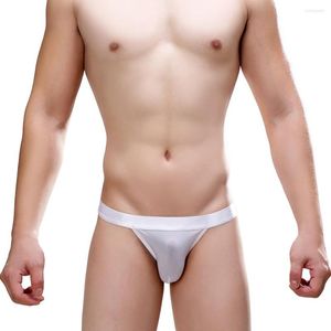 Underpants Mens Sexy Thin Briefs Cool Ice Silk Middle Waist U Convex Pouch Panties Underwear Bikini Traceless Lingerie Breathable Shorts