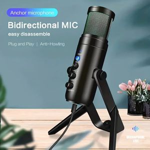 Microphones RGB Condenser USB Microphone Live Streaming Equipment For Karaoke Computer Recording Mobile Phone Noise Reduction 231117