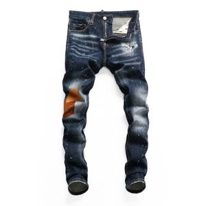 DSQ Phantom Kaplumbağa Erkek Kot Pantolon Sıska Yırtık Serin Yırtık Sıska Yırtıcı Adam Nedensel Delik Denim Moda Markası Fit Kot Pantolon 65281