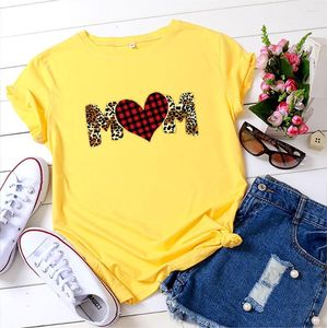 Damen-T-Shirts Love MOM Bedrucktes Baumwoll-Kurzarm-T-Shirt Tops Mama Women Y2k Aesthetic Oversized Shirt Harajuku Woman T-Shirts