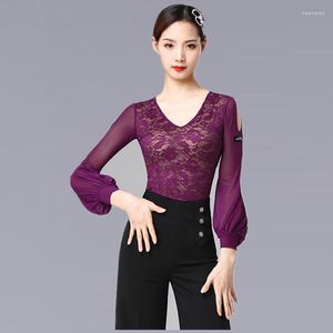 Stage Wear Women Dance Jacket Latin Tops Long Sleeve Practise Suit Performance Yoga Body Clothes Social Practice