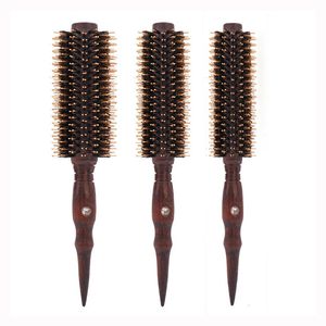 Hair Brushes 3pcs/set Hair Straighten Curling Boar Bristle Comb Solid Wood Rat Tail Round Barrel Heat Resistant Hairbrush Styling Tools 1604 231121