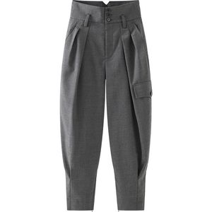 Calças femininas Capris solto Cantura Alta Terno Pants Mulheres Primavera e Autumn Espartilho Macicletes Temperamento Rabanete casual HARLAN 230421