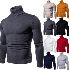 Men's Sweaters Fashion For Winter High Neck Slim Fit Casual Warm Knitted Pullovers Tops Solid Grey Black Color Men Clothing