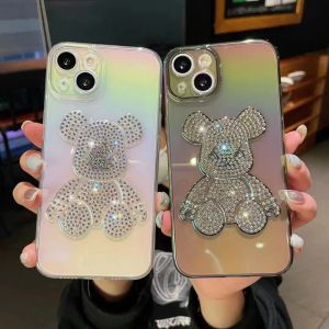 Bling Phone Cases Cute Bear Diamond Cover Case för iPhone 14 13 12 11 Pro Max Plus Sweet Women Glitter Soft TPU Silicone Case