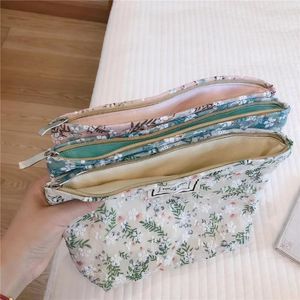 Cosmetic Bags Korean Travel Toiletry Bag Canvas Beauty Makeup Case Organizer Pencil Floral Embroidery Women Pouch