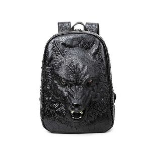 zaino Fashion 3D Embossed Wolf Borse zaino per donna Rivetto Borsa unica stravagante Cool giris per adolescenti Laptop Travel s 230417