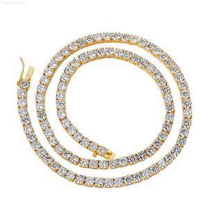 Hiphop 18k Gold Iced Out Diamond Chain Necklace Cz Moissanite Tennis Chain Necklace for Men and Women