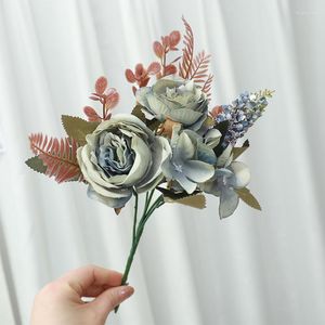 Decorative Flowers Peony Silk Artificial Flower Wedding Decoration Bouquet Desktop DIY False Household Products