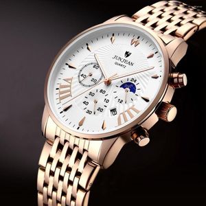 Wristwatches JUNJEAN Business Casual Men's Watch Waterproof Quartz Luminous Display Clock Double Second Hand Stainless Steel Band