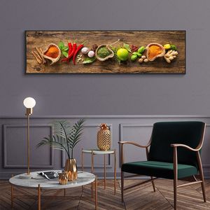 Korn kryddor paprika matkonst canvas målning kök dekorativt affisch tryck för matsal väggkonst bilder hemväggsdekor