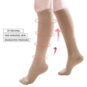 Socks Hosiery Closed Toe Compression Stockings 34mmHg Varicose Veins Unisex Class 3 Pressure Calf Sleeve Large S7XL 231120