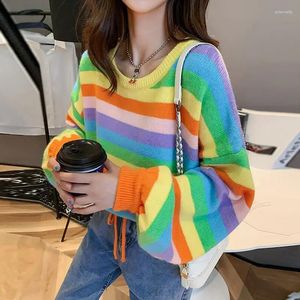 Женские свитера, милые вязаные топы для женщин, каваи-свитер, полосатый пуловер в корейском стиле, роскошная акция Harajuku, модный теплый стиль, высокий