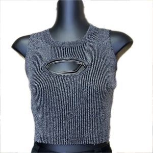 Lüks kadınlar kırpılmış singlet t gömlek seksi içi boş göğüs tasarım kolsuz örgü tanklar ins moda örgü tank üstleri moda yong bayan kız yelek