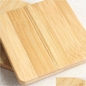 Mats Pads Square Wooden Bamboo Drink Coasters Unfinished Wood Circle Cup Home Kitchen Office Table Decoration Lx1955 Drop Delivery Dhdfy