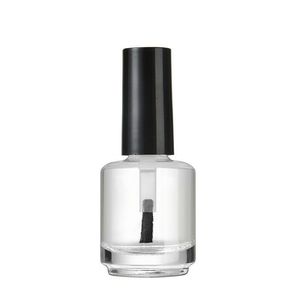 Garrafa vazia de esmalte para unhas, 15ml, com escova, recarregável, vidro transparente, recipiente de armazenamento de esmalte, tampa preta tmxpp