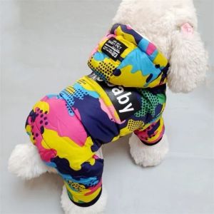 Dog Apparel Winter Pet Puppy Dog Clothes Fashion Camo Printed Small Dog Coat Warm Cotton Jacket Pet Outfits Ski Suit for Dogs Cats Costume 220922