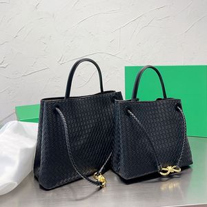 Andiamo Borsa Tote Shopping Bag Donna Borse a tracolla intrecciate Vera pelle all'interno Lettere alla moda Nuove tasche di grande capacità