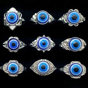 Cluster Rings Bk Lots 50Pcs Turkey Be Devil Eye Mix Style Luxury Women Men Charm Party Gifts Fashion Punk Accessories Jewelr Dhgarden Dhbdy