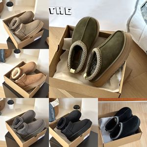 Australie Tasman Chinelos Tazz Semente de Mostarda Pele de Castanha Slides Pele de Carneiro Clássico Ultra Mini Plataforma Bota Inverno Mulheres Homens Slip-on Sapatos Camurça Lã Superior Fallrt