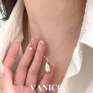 Pendants Dainty Plain Teardrop Necklace Sterling Silver Minimalist Simple Polished Smooth Waterdrop And Pearl Pendant For Women