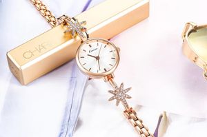 Нарученные часы kimio Quartz Diamond Forist Watch Сплав розовое золото женское браслет платье женщина смотрит дамы K6259