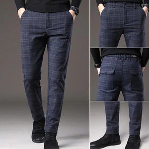 Pantaloni da uomo leggeri da uomo traspiranti comodi scozzesi slim fit consistenza morbida elasticità stile primaverile casual