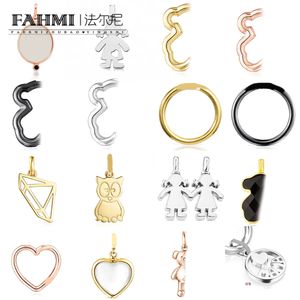 Fahmi Newhollow Round Star Heart-Shaped Moon Round Coin Ring Rose Gold Black Bear Letter Day Gift 2023 Ny i lager