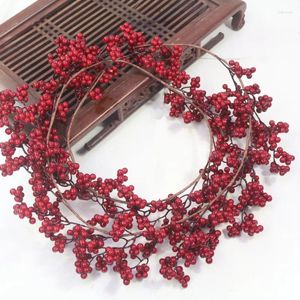 Dekorative Blumen, simulierte rote Fruchtrebe, Glücksstechpalme, Beere, Rattan, Weihnachtsbaumschmuck, Zubehör