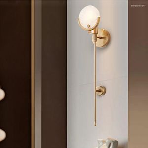 Duvar lambası oval pirinç sconce retro art de deko lüks mermer ışık salonu yatak odası başucu banyo koridoru balkon okuma altın