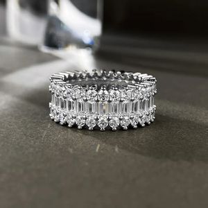 Wedding Rings Lab Diamond Ring 100 Real 925 Sterling Silver Party Band for Women Men Engagement Jewelry 231120
