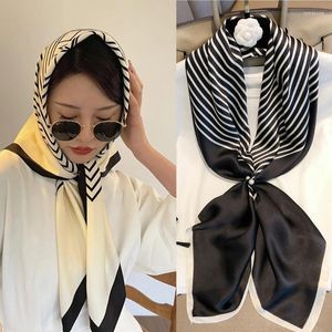 Halsdukar kvinnors siden halsduk design varumärke elegant randtryck sjal wrap muslim hijab halschief strand kvinnlig foulard bandanaskarves ki