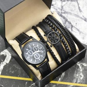 Avanadores de pulso Homens de alta qualidade relógios Bracelete Set Moda Simple Business Braed Racelets Presente com caixa para pais de masculino