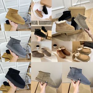 Klasik kar botları Martin Avustralya Tasarımcısı Ultra Mini Tasman Slipper Feakworld Bayan Mini Yarı Sıcak Boot Kış Kürk Peluş Satin Tazzs Ahe Boot Ticken