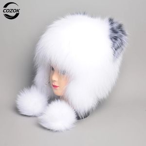 Beanieskull Caps Winter Hat Woman Warm Cat Ushanka Balaclava Russian Fur Trapper Women Bomber Hats Luxury Furry Snow Cap Earflap 231120