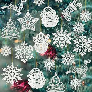 Decorações de Natal 4220 decorações de festa flocos de neve árvore jardim glitter pingentes de papel 231121