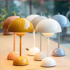 Mushroom Flower Bud Rechargeable LED Table Lamps Desk For Bedroom Dining Touch Night Light Simple Modern Decoration AA230421