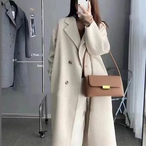 Wysokiej jakości dwustronna kaszmirowa wełna tweedowa płaszcz damski i zima 2023 Nowy wełniany płaszcz w stylu koreańskim