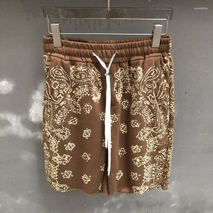 Herren Shorts 2023 Sommer Vintage Paisley Print Männer Bequeme Atmungsaktive Bedruckte Sweatpant Social Club Outfits Braun