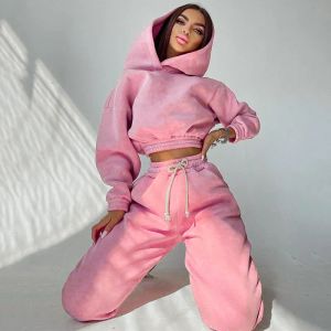 Kadın Hoodies Sweatshirts 2023 Kadın Gündelik Polar Moda Siyah Pembe Bayan Giysileri 230306