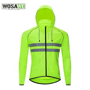 Jaquetas de ciclismo Wosawe Ultralight Reflexivo Ciclismo Jaqueta Com Capuz Bicicleta Manga Longa Jersey Homens Equitação À Prova D 'Água Windbreaker Bicicleta Colete 231120