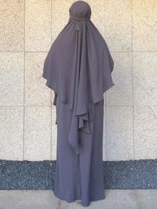 Abbigliamento etnico Khimar Set 2 pezzi Abaya Islam Abito da preghiera Donna Polsini smock Extra lunghi Hijab Dubai Turco islamico musulmano