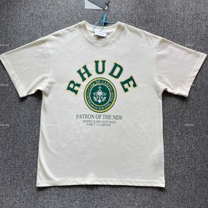 Дизайнерская модная одежда Футболки Футболки Rhude Letter Printed Rhuigi Manager Верхняя часть тела Модный логотип Свободная посадка Футболка с коротким рукавом Футболки Хлопковая уличная одежда